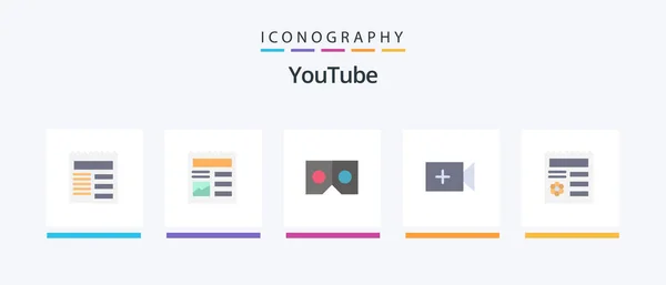 Youtube Flat Pacchetto Icone Compreso Manu Base Video Icone Creative — Vettoriale Stock