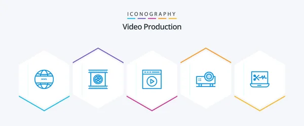 Video Production Blue Icon Pack Including Slide Projector Powerpoint Presentation — Vettoriale Stock