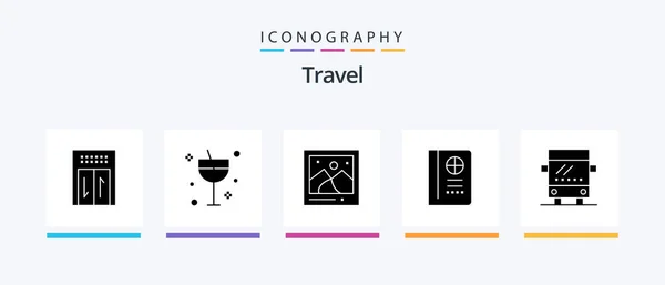 Travel Glyph Icon Pack Including Regular Landmark Bus Travel Creative — Stockvector
