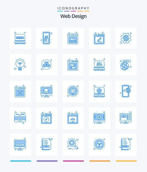 Creative Web Design Blue Icon Pack Cog Tools Edit Tools — 图库矢量图片