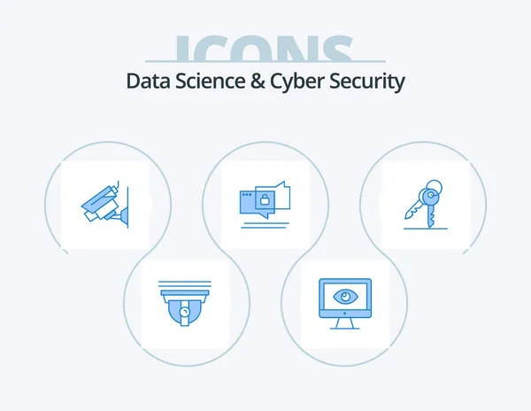 Data Science Cyber Security Blue Icon Pack Icon Design Secure — Stockvektor