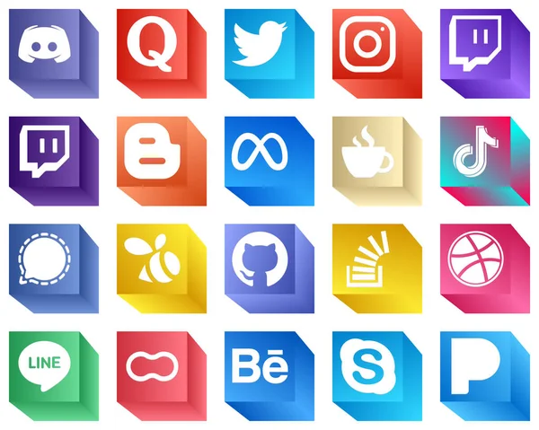 Social Media Icons Designers Icons Pack Streaming Facebook Instagram Meta — Stock Vector