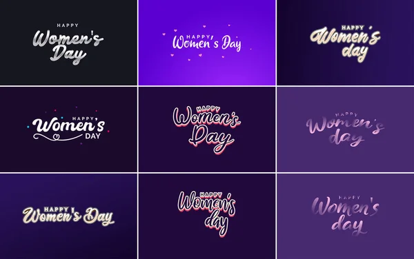 Pink Happy Women Day Typographical Design Elements International Women Day — Wektor stockowy