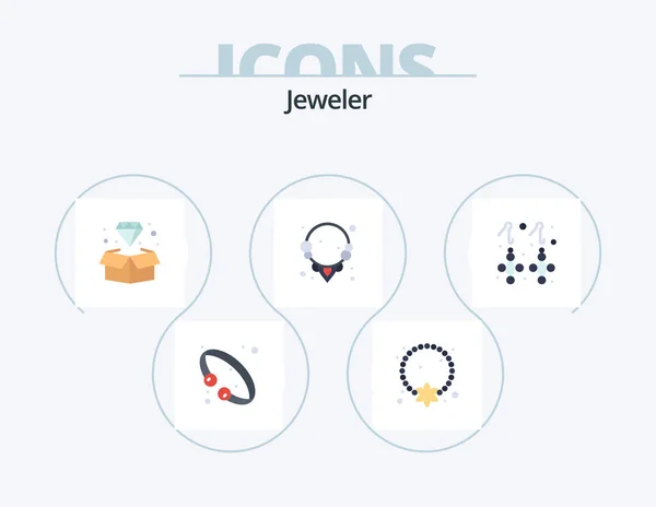 Jewellery Flat Icon Pack Icon Design Jewelry Diamond Ornament Jewelry — Stock Vector