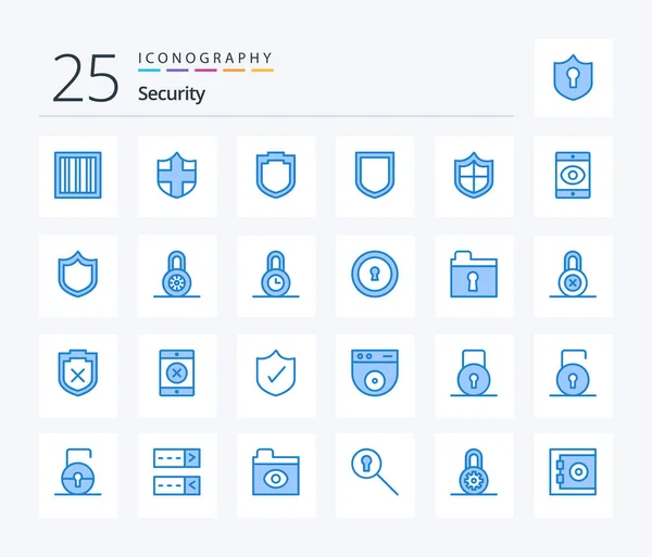 Paquete Iconos Security Blue Color Que Incluye Protección Cerrado Seguridad — Archivo Imágenes Vectoriales