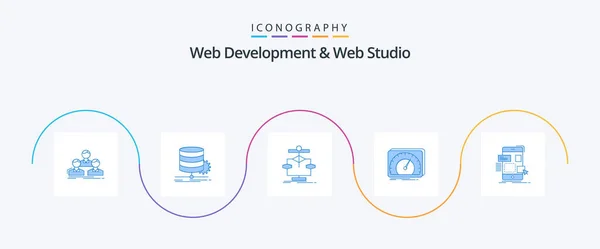 Web Development Web Studio Blue Icon Pack Including Design — 图库矢量图片
