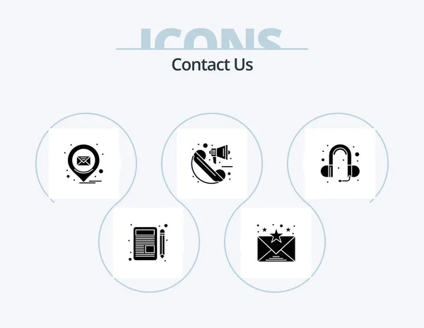 Contact Glyph Icon Pack Icon Design Sound Ear Location Marketing — Vettoriale Stock
