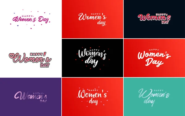 Set International Women Day Cards Logo Gradient Color Scheme — Wektor stockowy