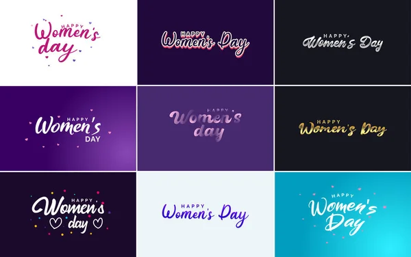 Happy Women Day Typography Design Pastel Color Scheme Geometric Shape — Vettoriale Stock