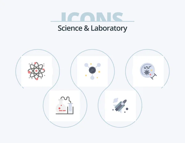 Science Flat Icon Pack Icon Design Magnifier React Laboratory Science — Stok Vektör
