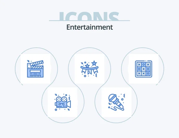 Entertainment Blue Icon Pack Icon Design Celebration Confetti Music Multimedia — Stockvector
