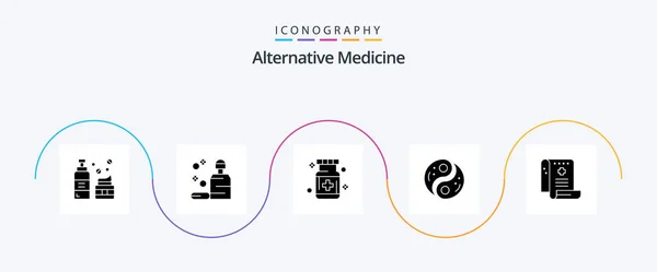 Alternative Medicine Glyph Icon Pack Including Yin Unity Care Taoism — Stock Vector