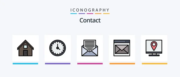 Contact Line Filled Icon Pack Including Web Contact Contacts Email — Stock Vector