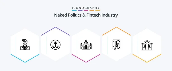 Naked Politics Fintech Industry Line Icon Pack Including Declaration Codex — Stock Vector
