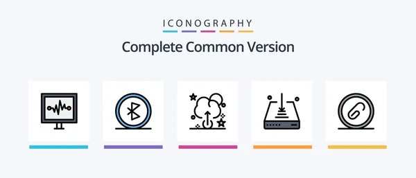 Complete Common Version Line Filled Icon Pack Including Pointer Mouse — Stock Vector