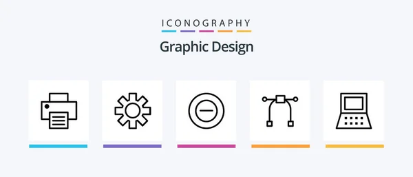 Design Line Icône Pack Inclus Souligner Icônes Créatives Design — Image vectorielle