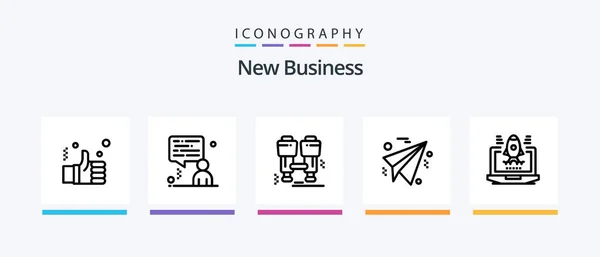 New Business Line Icon Pack Including Economics Banking Aim Arrows — Stockvektor