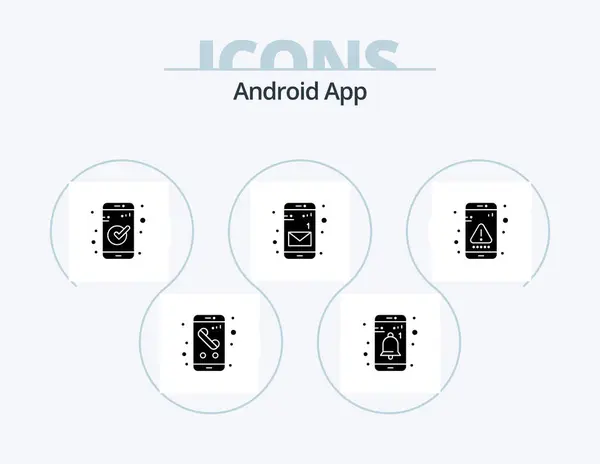 Android App Glyph Icon Pack Icon Design Error Mobile User — Stock Vector