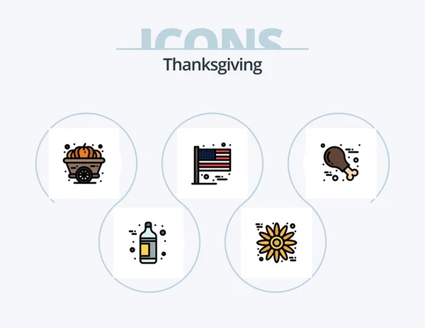 Thanksgiving Line Filled Icon Pack Icon Design Dankbarkeit Dankbarkeit Danke — Stockvektor