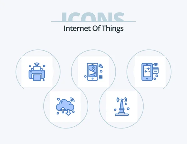 Internet Things Blue Icon Pack Icon Design Share Iot Things — Stock Vector