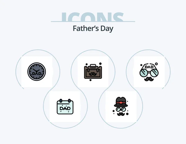 Otcové Day Line Plný Icon Pack Icon Design Otče Koruna — Stockový vektor