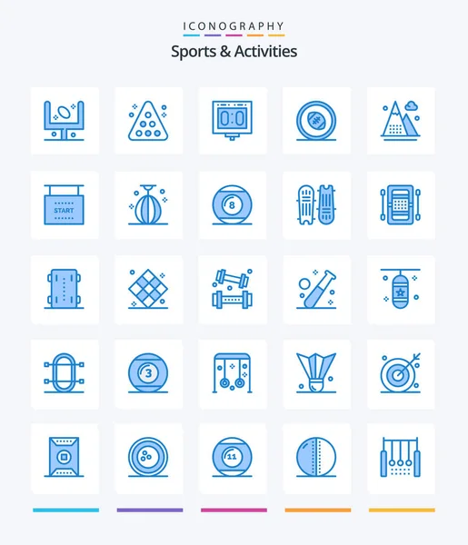 Creative Sports Activities Blue Icon Pack Zoals Rugbyveld Voetbal Snooker — Stockvector