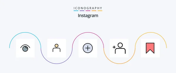 Instagram Line Filled Flat Icon Pack Including Interface Flag User — Stock vektor