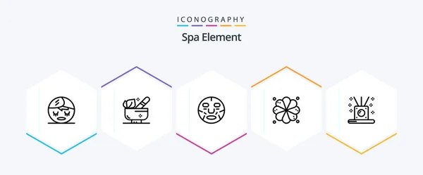 Spa Element Line Icon Pack Including Spa Incense Cosmetics Element — Image vectorielle