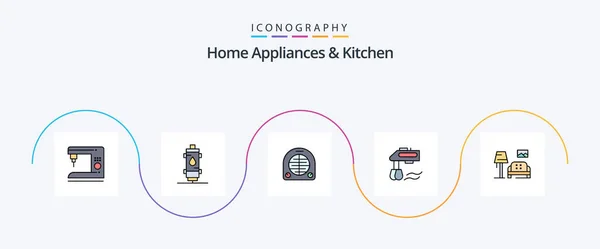 Home Appliances Kitchen Line Filled Flat Icon Pack Including Blender — Wektor stockowy