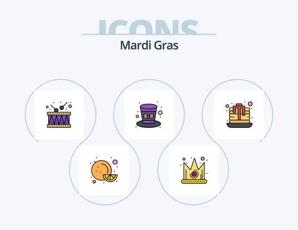Mardi Gras Line Filled Icon Pack Icon Design Mardi Gras — Stock Vector