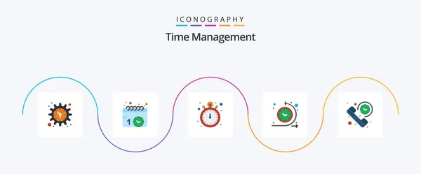 Time Management Flat Icon Pack Including Duration Time Process Pocket — Stock Vector