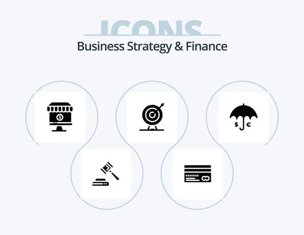 Business Strategy Finance Glyph Icon Pack Icon Design Target Commerce — ストックベクタ