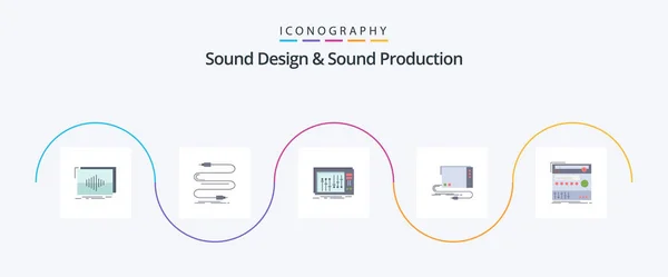 Sound Design Sound Production Flat Icon Pack Inkl Externes Audio — Stockvektor