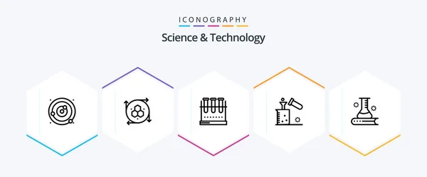 Science Technology Line Icon Pack Including Test Tube Science Modeling — Stock Vector