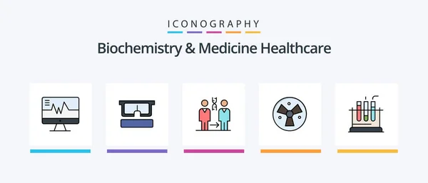 Biochemistry Medicine Healthcare Line Filled Icon Pack Including Medical Hospital — Stock vektor