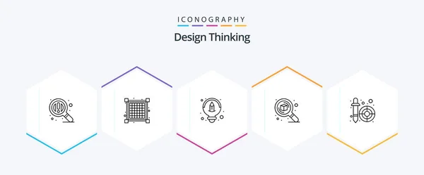 Design Thinking Line Icon Pack Including Pipette Dropper Idea Color — Stock Vector