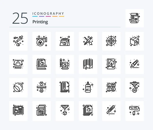 Printing Line Icon Pack Including Circular Tool Advertisement Paint Product — Image vectorielle