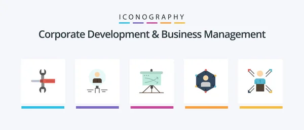 Corporate Development Business Management Flat Icon Pack Including Planning Business — Stock Vector
