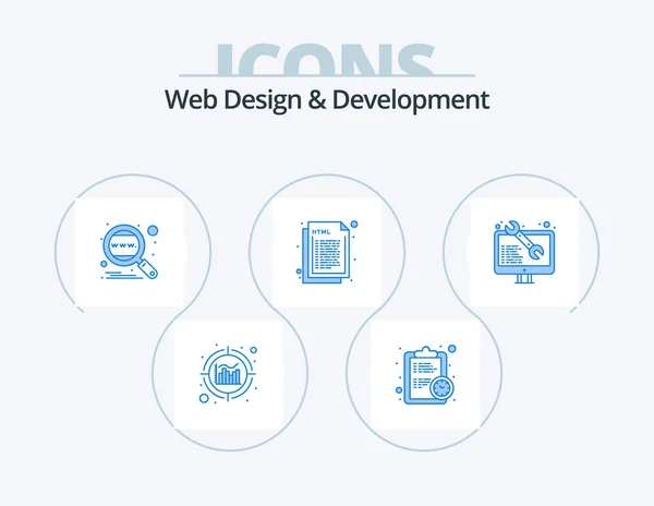 Веб Дизайн Разработка Blue Icon Pack Icon Design Кодирование Web — стоковый вектор