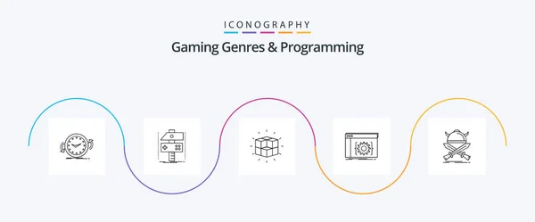 Gaming Genres Programming Line Icon Pack Including Coding Api Разработчик — стоковый вектор
