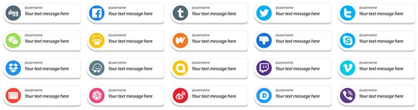 Follow Icons Custom Message Option Popular Social Media Platforms Waze — Stock Vector