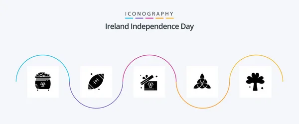 Dia Independência Irlanda Glyph Icon Pack Incluindo Irlanda Trevo Irlanda — Vetor de Stock