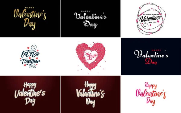 Happy Valentine Day Greeting Card Template Romantic Theme Red Color — Wektor stockowy