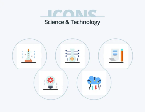Science Technology Flat Icon Pack Icon Design Молекула Химия Онлайн — стоковый вектор