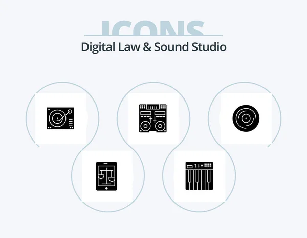 Digital Law Sound Studio Glyph Icon Pack Icon Design Deck — Stock Vector
