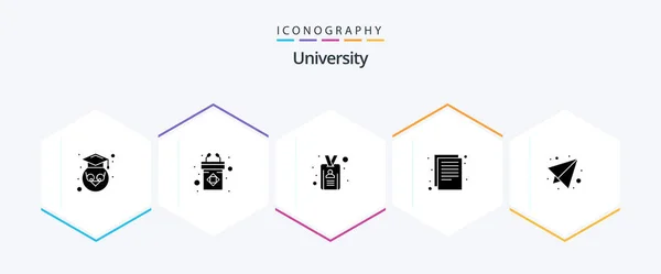 University Glyph Icon Pack Including Paper Paper Card Notes Documents — Vetor de Stock