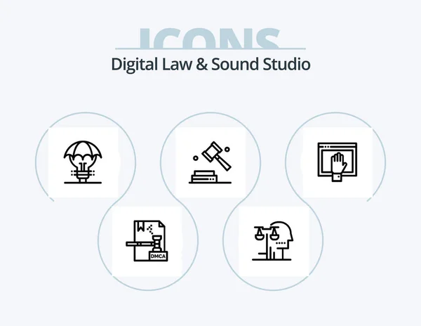 Digital Law Sound Studio Line Icon Pack Icon Design Law — Stock Vector