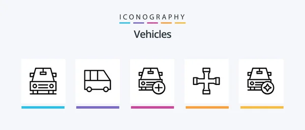 Vehicles Line Icon Pack Including Vehicles Passenger Van Van Rural — Stock Vector