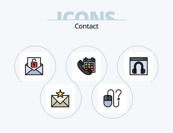 Contact Line Filled Icon Pack Icon Design Contact Call File — Vettoriale Stock