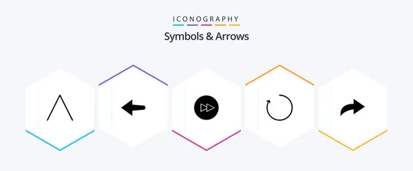 Symbols Arrows Glyph Icon Pack Including Arrow Redo — Wektor stockowy